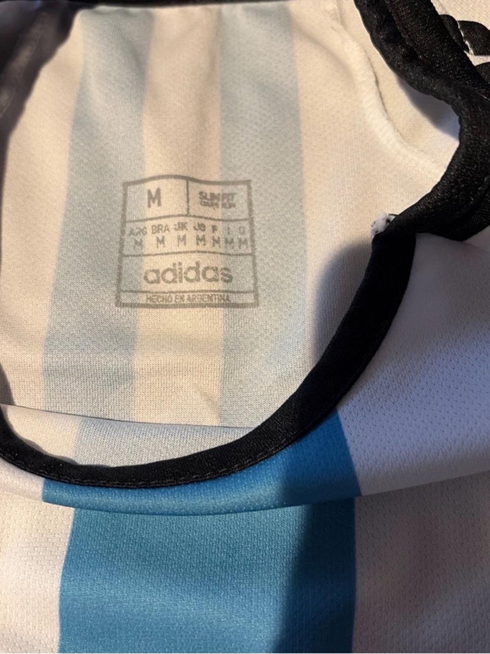 adidas messi argentina Light Blue & White Striped Soccer Jersey - Picture 3 of 3